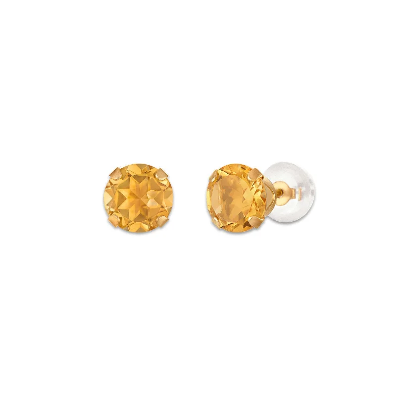 women gemstone stud earrings -Citrine Birthstone Stud Earrings in 10KT Gold