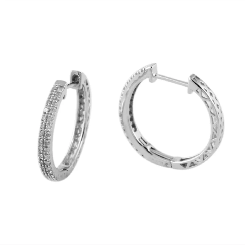 women luxury earrings for women -1/4 CTW Diamond Hoop Earrings in 10KT White Gold