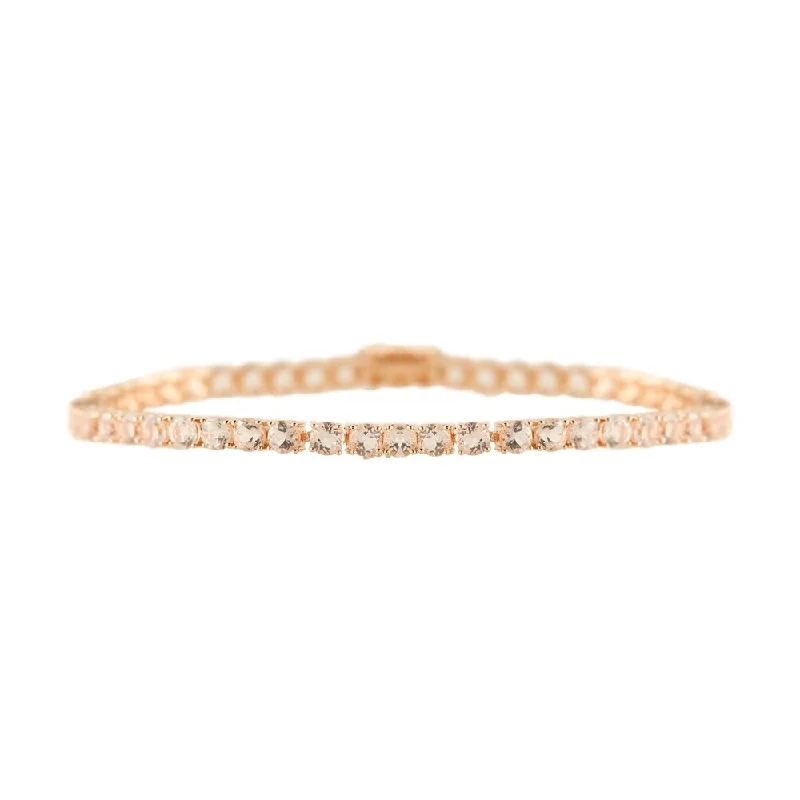 women elegant bracelets -14K Rose Gold Over Sterling Silver Morganite Tennis Bracelet SZ 8 - Pink