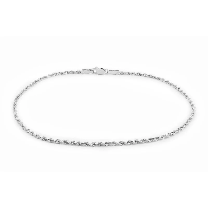 women gemstone bangles -14K White Gold 1.5MM Solid Rope Diamond-Cut Braided Twist Link Bracelet 7", Gold Bracelet for Men & Women, 100% Real 14K Gold