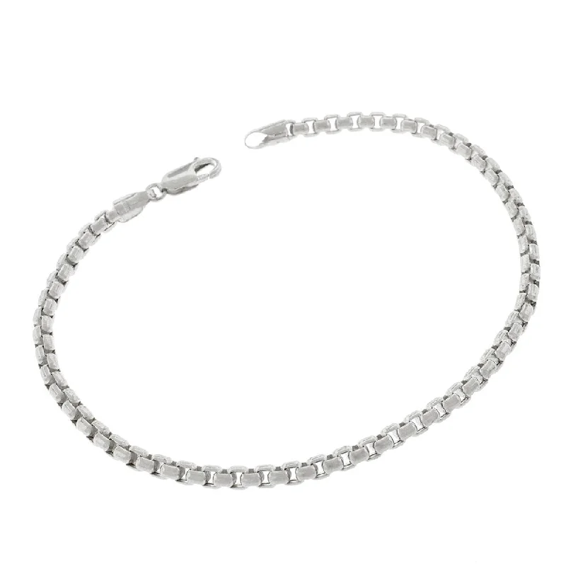 women beaded bracelets -14k White Gold 3.5mm Round Box Link Bracelet Chain 7"