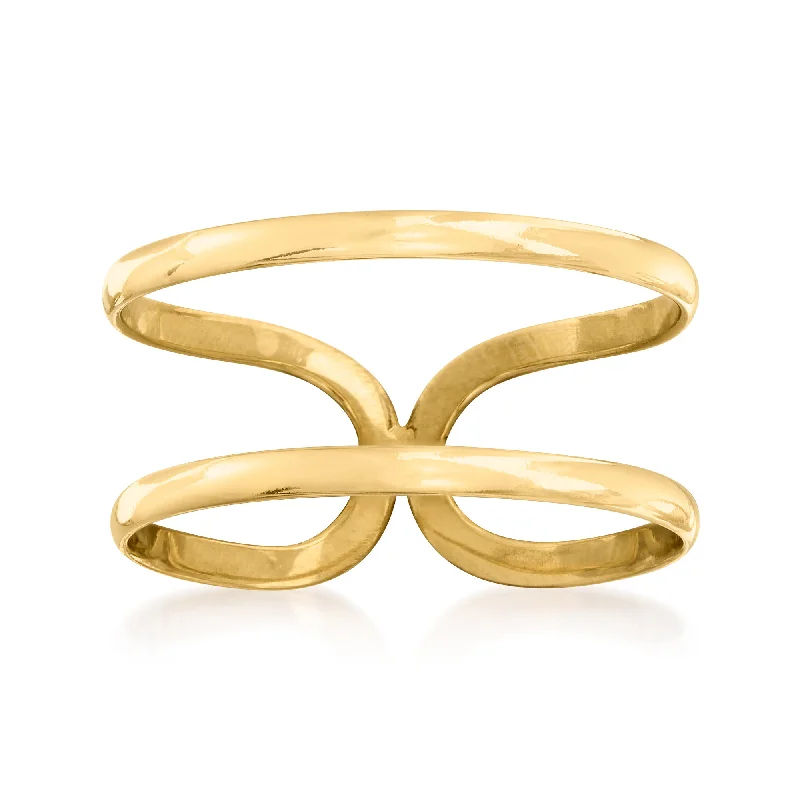 women unique engagement rings -RS Pure by Ross-Simons 14kt Yellow Gold 2-Band Open-Space Ring