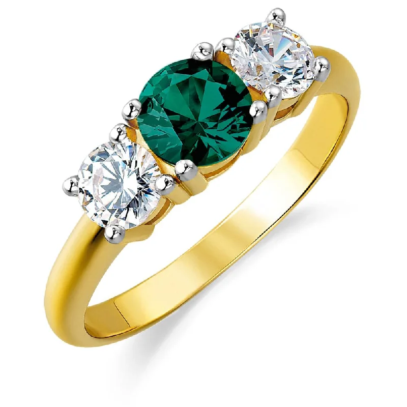 women adjustable rings -Tru-Emerald Trilogy Ring