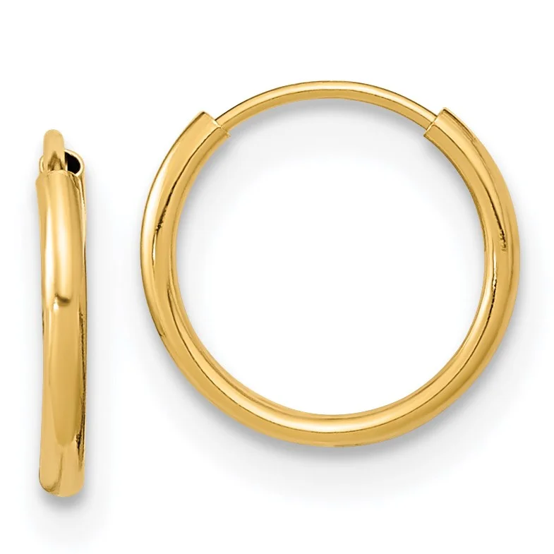 women drop earrings for women -14KT Yellow Gold 9MM Childrens Hoop Earrings