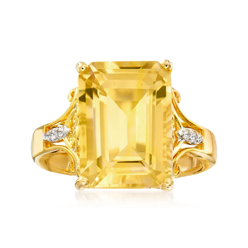 women luxury diamond rings -Ross-Simons Citrine Ring With White Topaz Accents in 18kt Gold Over Sterling