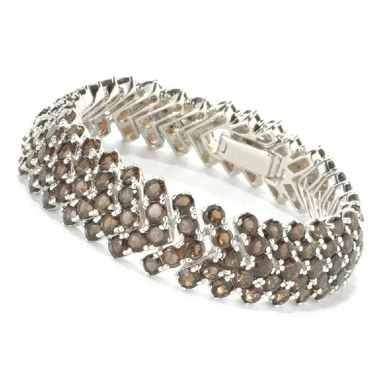 women chunky bracelets -Sterling Silver Quartz Chevron Link Bracelet