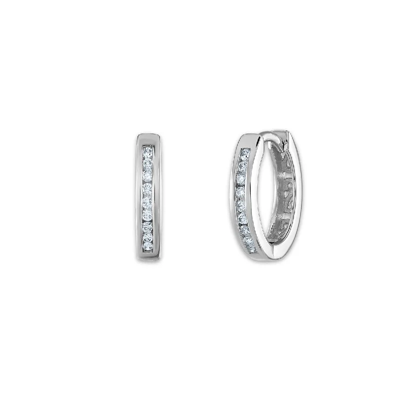 women simple earrings -1/10 CTW Diamond Hoop Earrings in 10KT White Gold