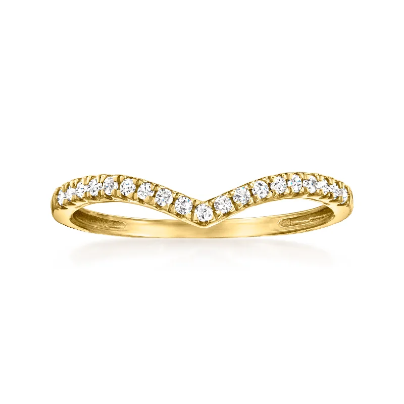 women classic princess-cut engagement rings -RS Pure by Ross-Simons Diamond Chevron Ring in 14kt Yellow Gold