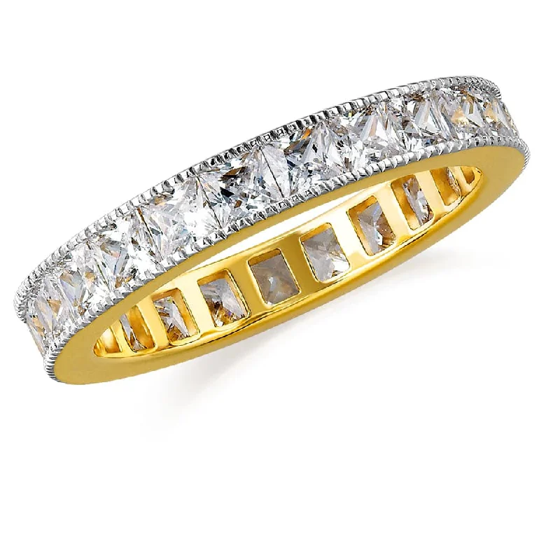 women cubic zirconia rings -Princess Style Eternity Ring