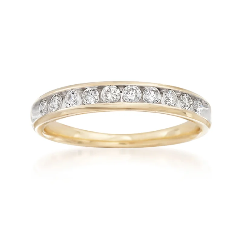 women vintage engagement ring sets -Ross-Simons Diamond Wedding Ring in 14kt Yellow Gold