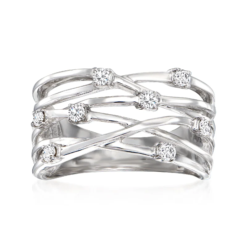 women exclusive engagement rings -Ross-Simons Diamond Highway Ring in Sterling Silver