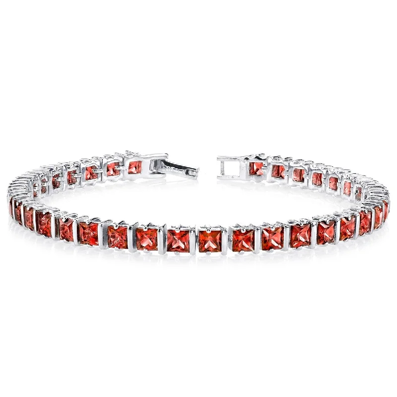 women leather bracelets -13.75 ct Garnet Tennis Bracelet in Sterling Silver