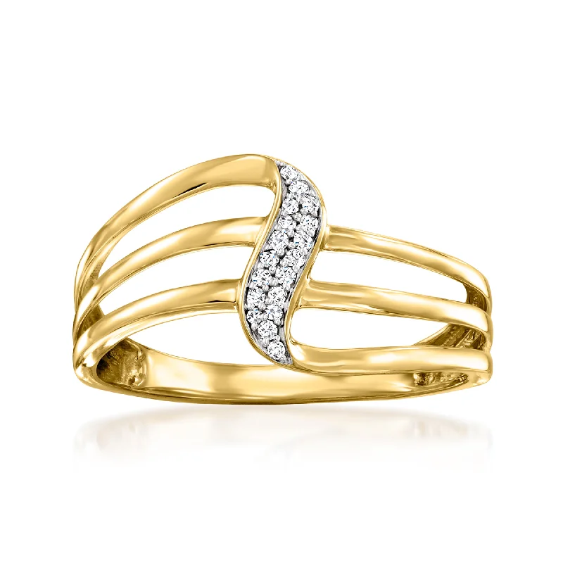 women antique engagement rings -Ross-Simons Diamond-Accented Swirl Ring in 14kt Yellow Gold