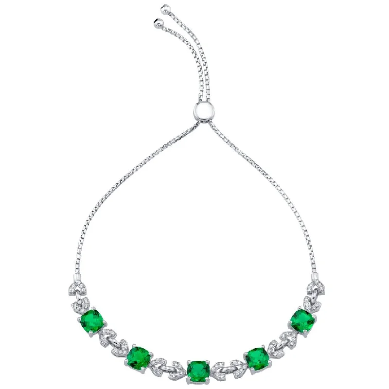 women delicate bracelets -4 ct Emerald Adjustable Bracelet in Sterling Silver