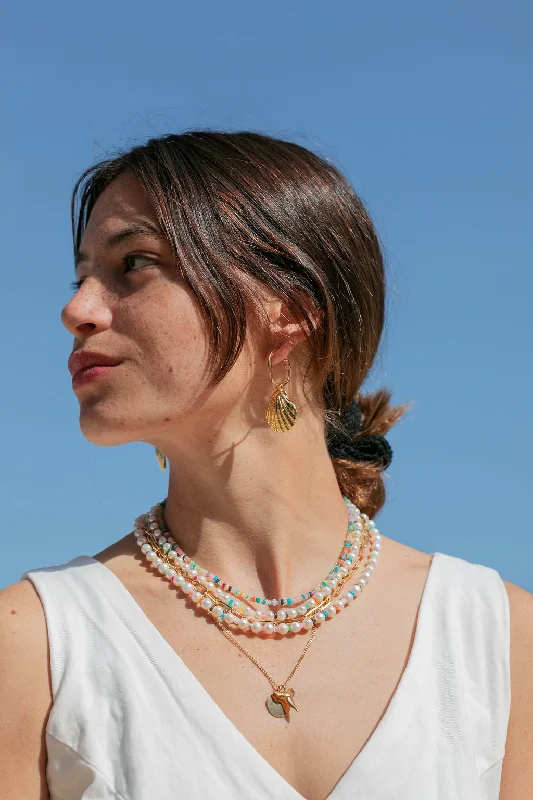 women luxurious necklaces -Rainbow Opal and Pearl Necklace - Makalani