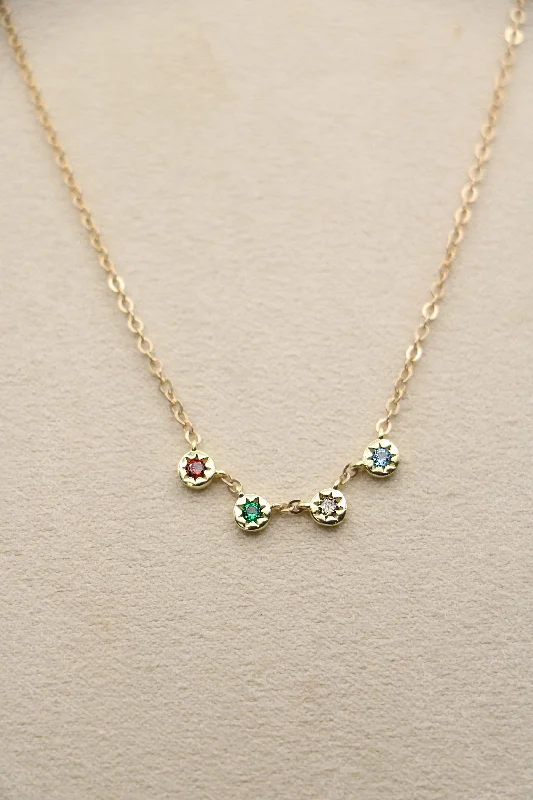 women chic necklaces -family sunburst birthstone necklace