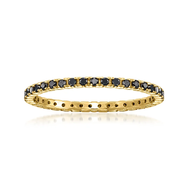 women eco-friendly engagement rings -RS Pure by Ross-Simons Black Diamond Eternity Band in 14kt Yellow Gold