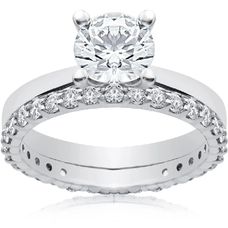 women vintage engagement rings -1 3/4 ct Lab Created Eco Freindly Diamond Engagement Ring & Matching Eternity