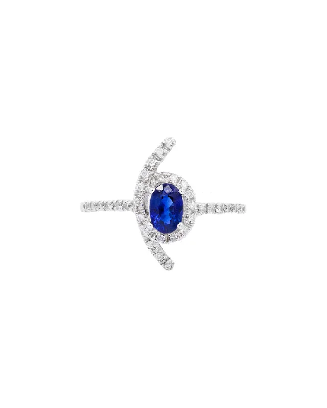 women heart-shaped engagement rings -18K RING WITH 0.14CT DIAMOND AND 0.64CT SP