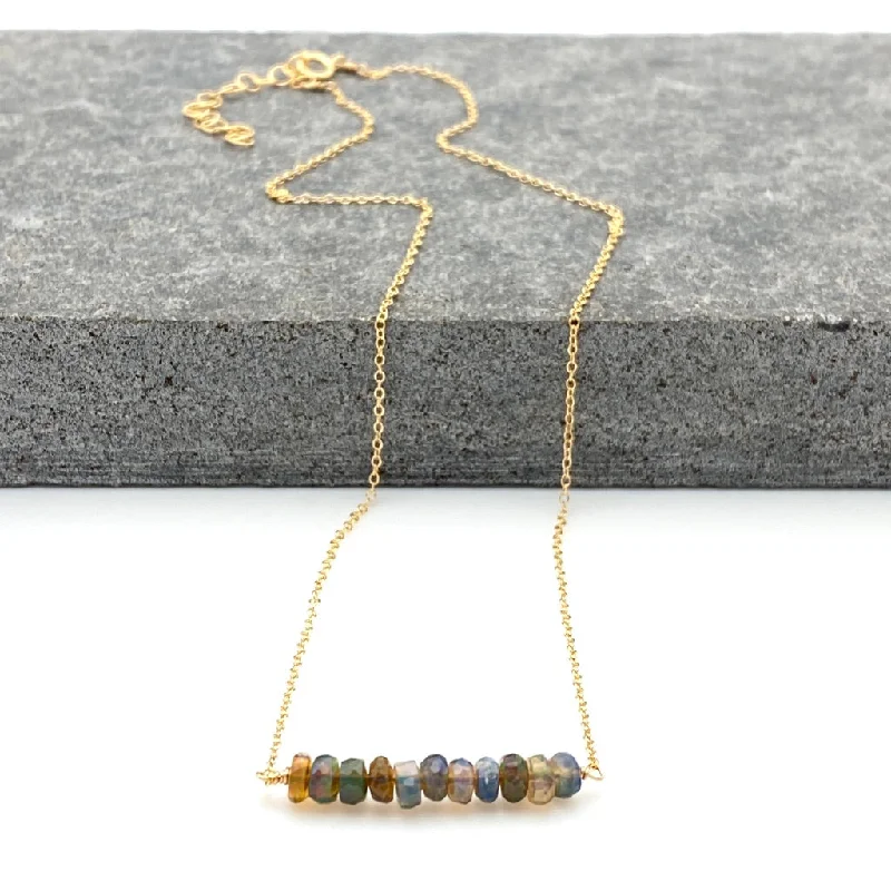 women trendy pendant necklaces -October Birthstone BLACK OPAL - Branch Necklace