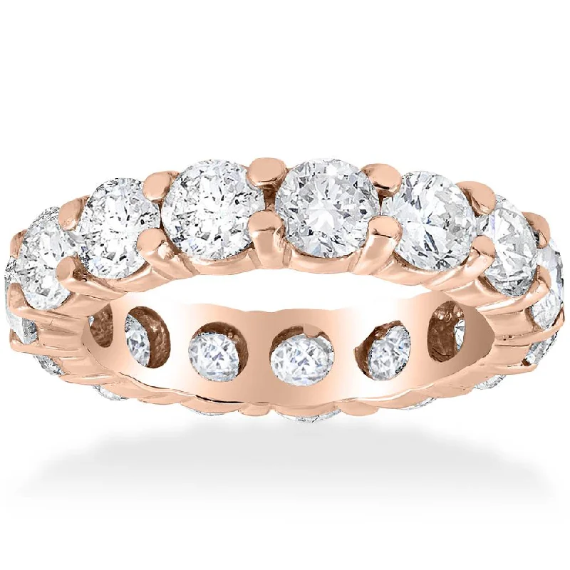 women simple gold engagement rings -5 1/2ct Diamond Eternity Ring 14K Rose Gold