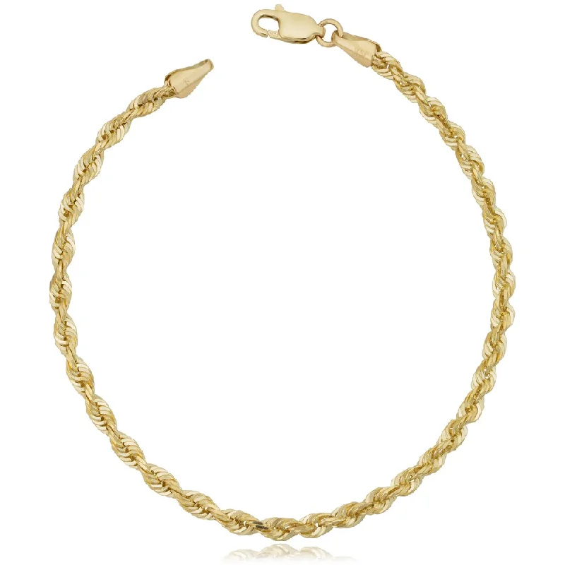 women men’s bracelets -Fremada 14k Yellow Gold 3.1-mm Solid Rope Chain Bracelet (7.5 or 8.5 inches)