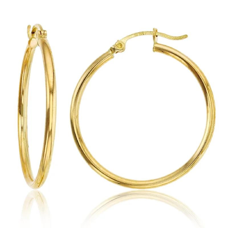 women chic drop earrings -10KT Yellow Gold 2X30MM Hoop Earrings