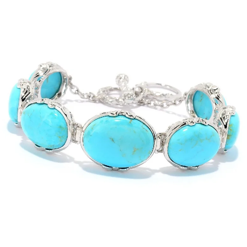 women contemporary bangles -Dallas Prince Designs Sterling Silver 7.5" Mohave Turquoise Toggle Bracelet