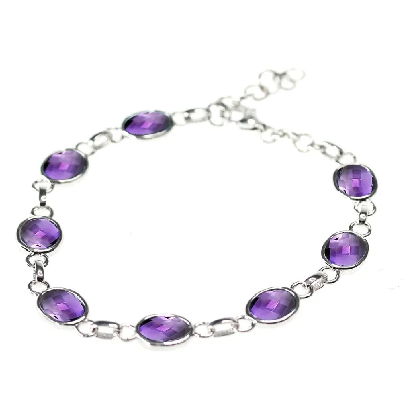 women vibrant bangles -925 Sterling Silver African Amethyst Bracelet