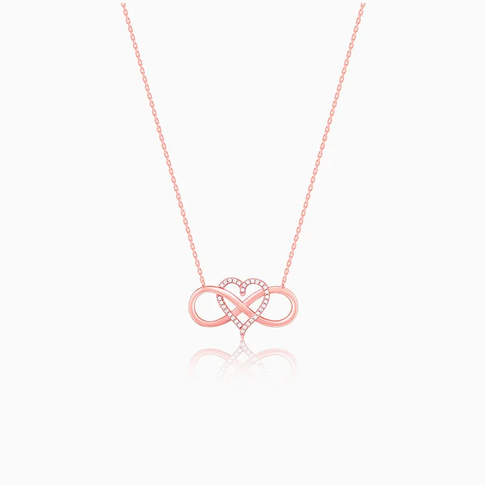 women anniversary gift necklaces -Rosegold Infinity Heart Necklace