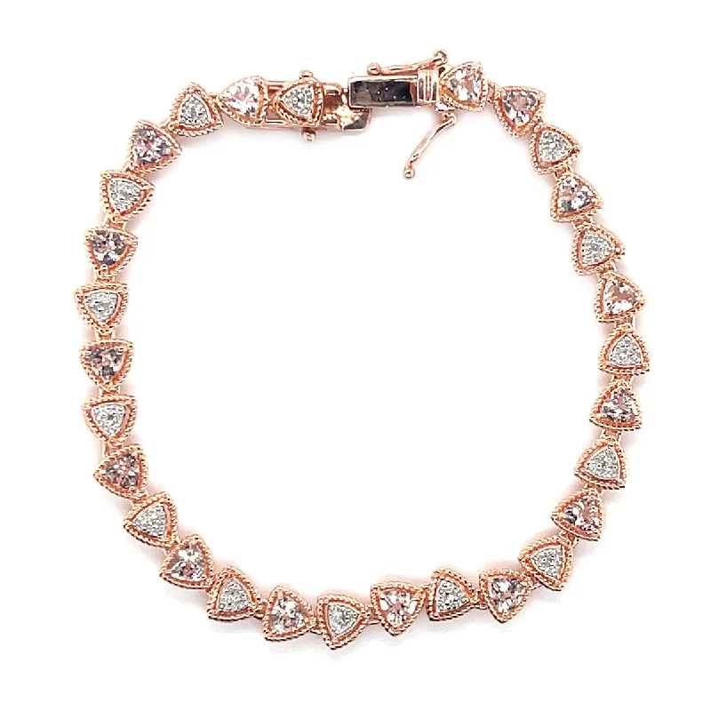 women custom charm bracelets -14K Rose Gold Over Silver 3.7Ctw Morganite Tennis Bracelet 7.25"L