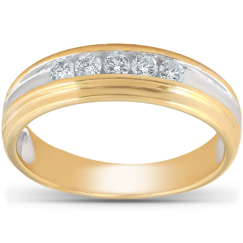 women unique engagement rings -1/4 Ct Diamond Mens Wedding Ring 10k Yellow Gold