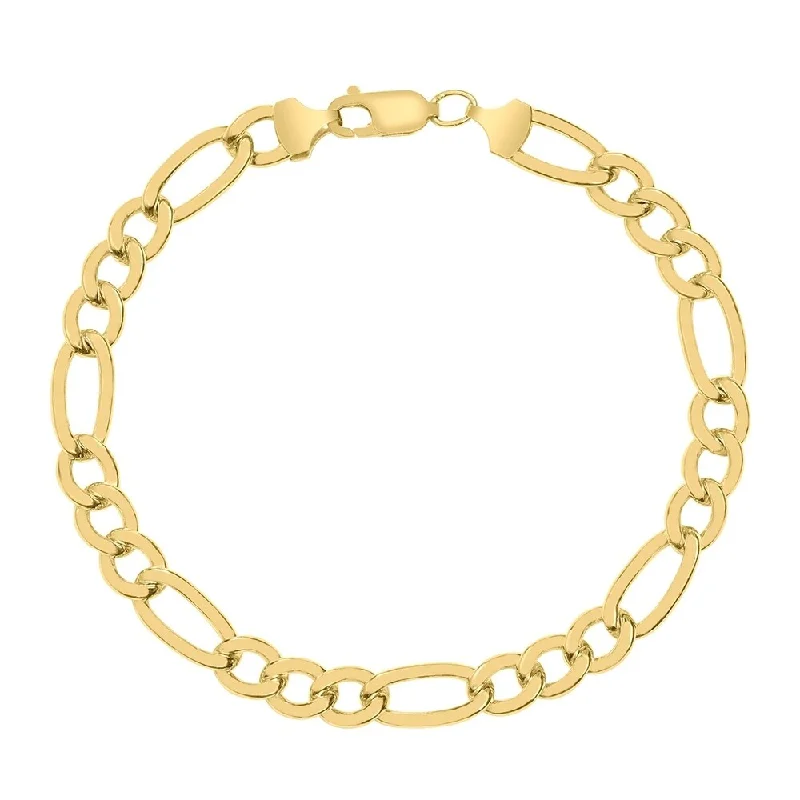 women stacked bracelet sets -14K Yellow Gold Filled 7.8MM Figaro Bracelet with Lobster Clasp