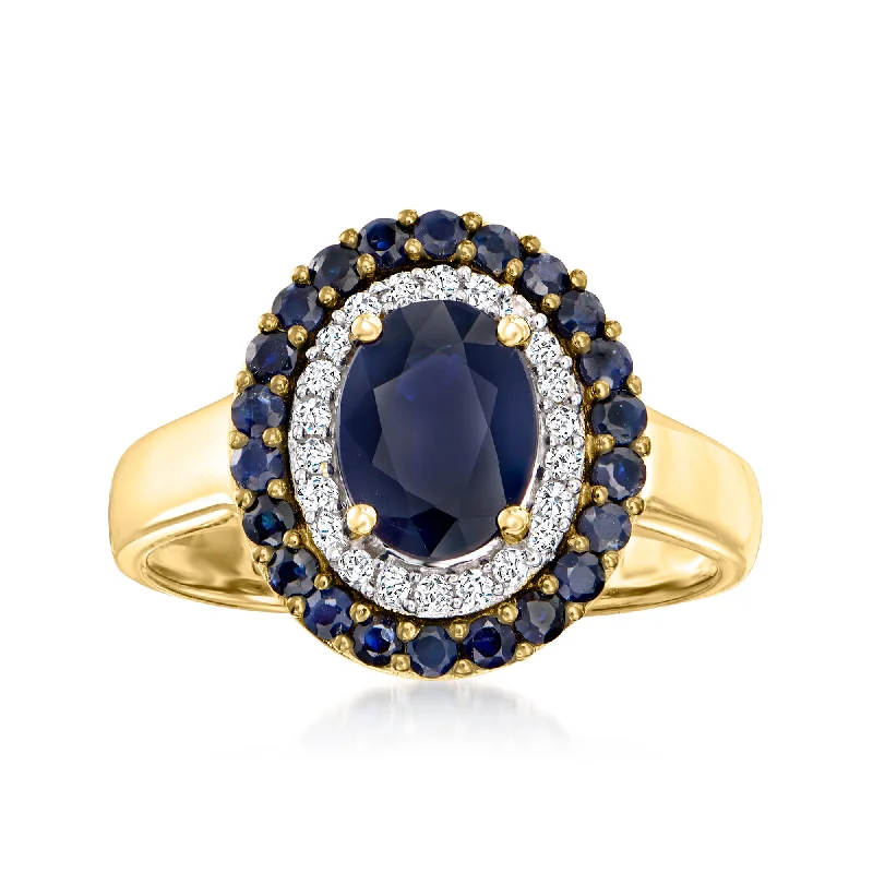 women simple engagement rings -Ross-Simons Sapphire and . Diamond Ring in 14kt Yellow Gold