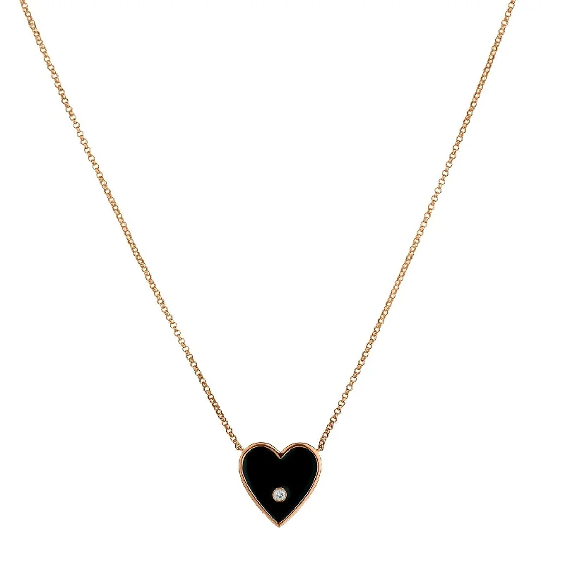 women engraved necklaces -ENAMEL & DIAMOND HEART NECKLACE