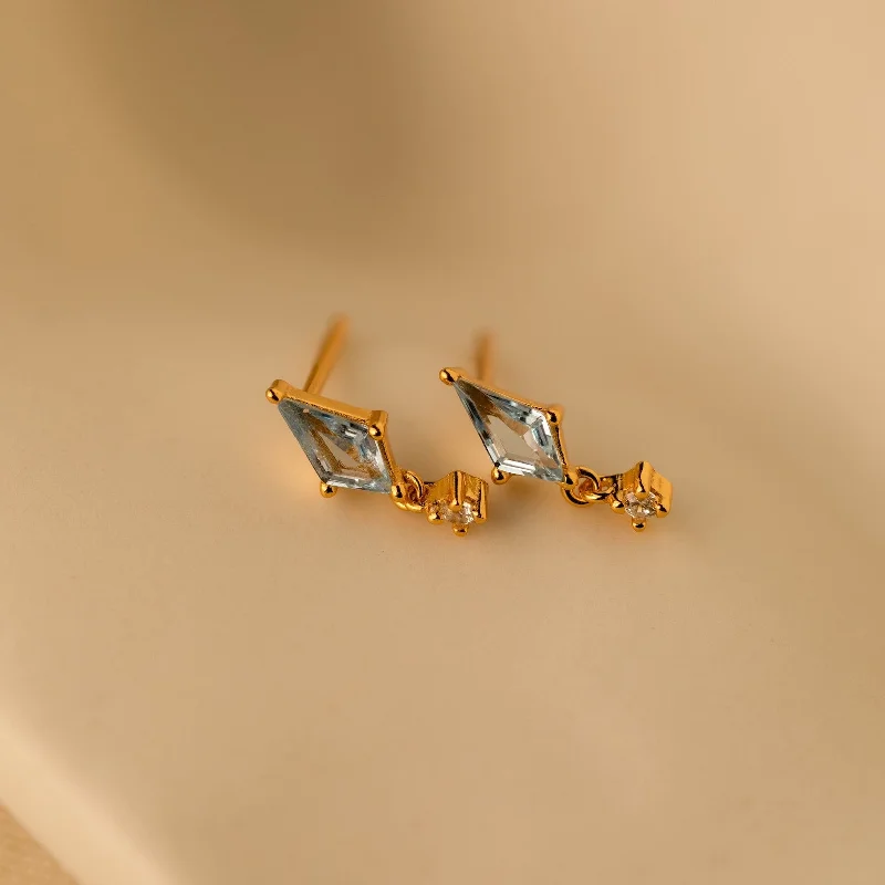 women fashion earrings -Aquamarine Kite Drop Earrings