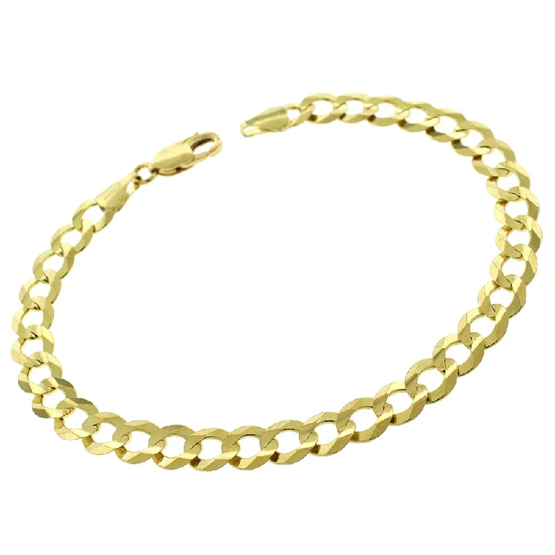 women charm bracelets -14K Yellow Gold 7MM Solid Cuban Curb Link Bracelet Chain 8.5", Gold Bracelet for Men & Women, 100% Real 14K Gold