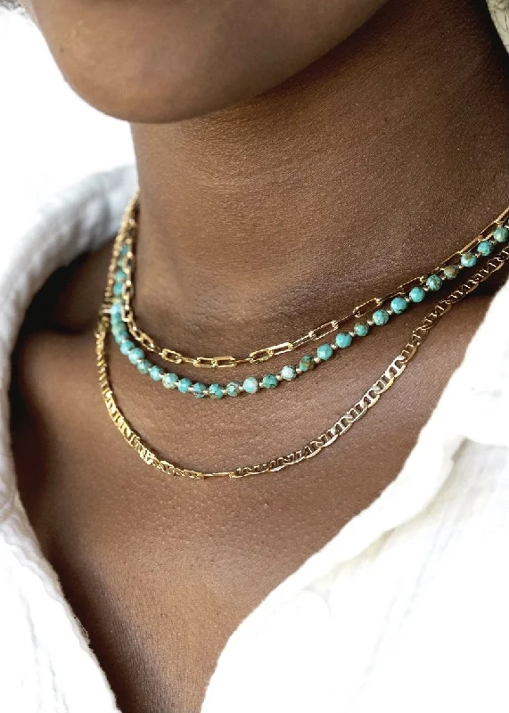 women moonstone necklaces -Beaded Turquoise Necklace - Ho'onani