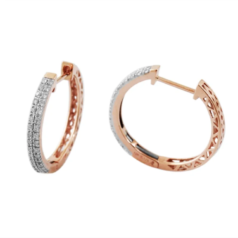 women cubic zirconia earrings -1/4 CTW Diamond Hoop Earrings in 10KT Rose Gold