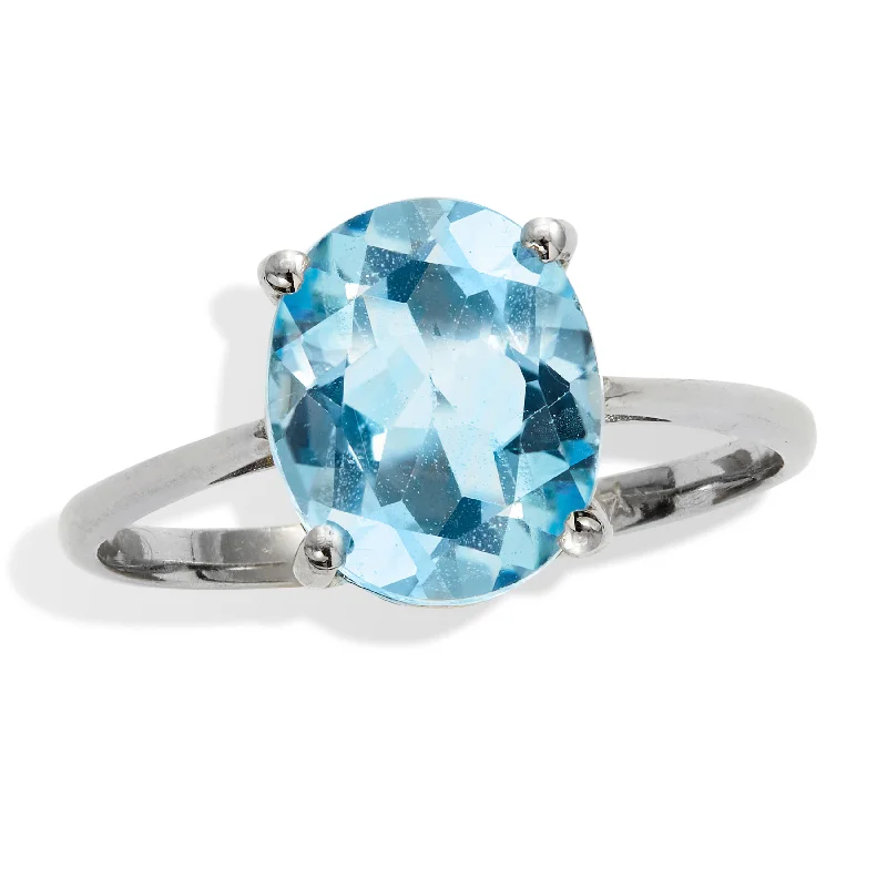 women luxury diamond rings -Savvy Cie Sterling Silver Blue Topaz 6 Carat Cocktail