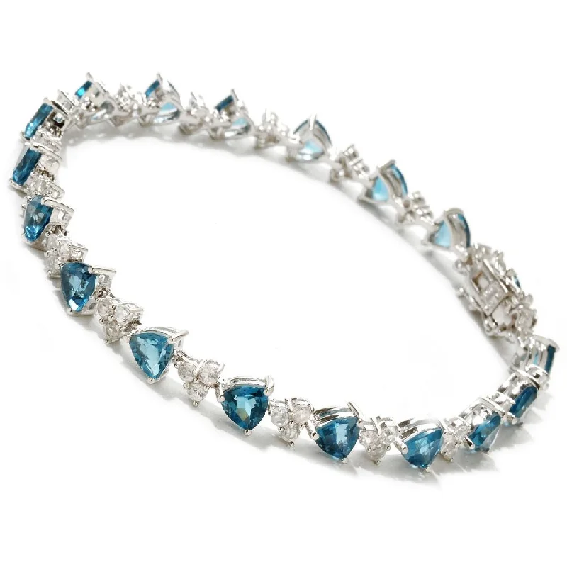 women wedding bangles -Sterling Silver London Blue Topaz and White Topaz Tennis Bracelet