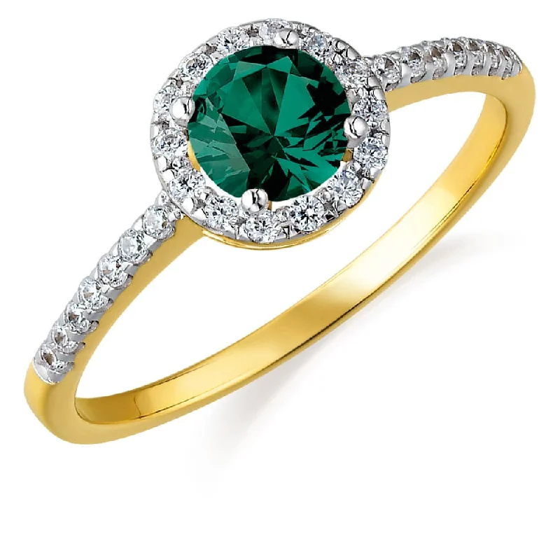 women wedding ring sets -Tru-Emerald Posh Halo Ring