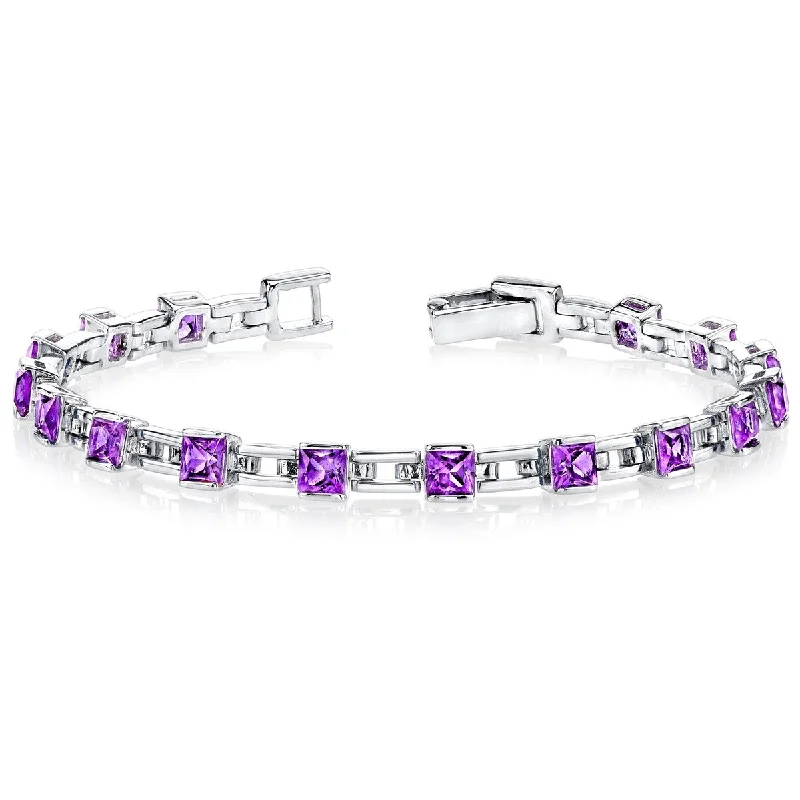 women wedding bracelets -4.5 ct Amethyst Tennis Bracelet in Sterling Silver