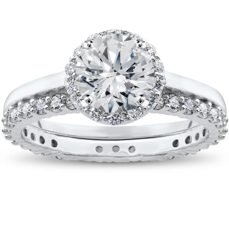 women engagement rings -2 ct Eco Freindly Lab Created Diamond Madelyn Halo Engagement Ring & Eternity Ring