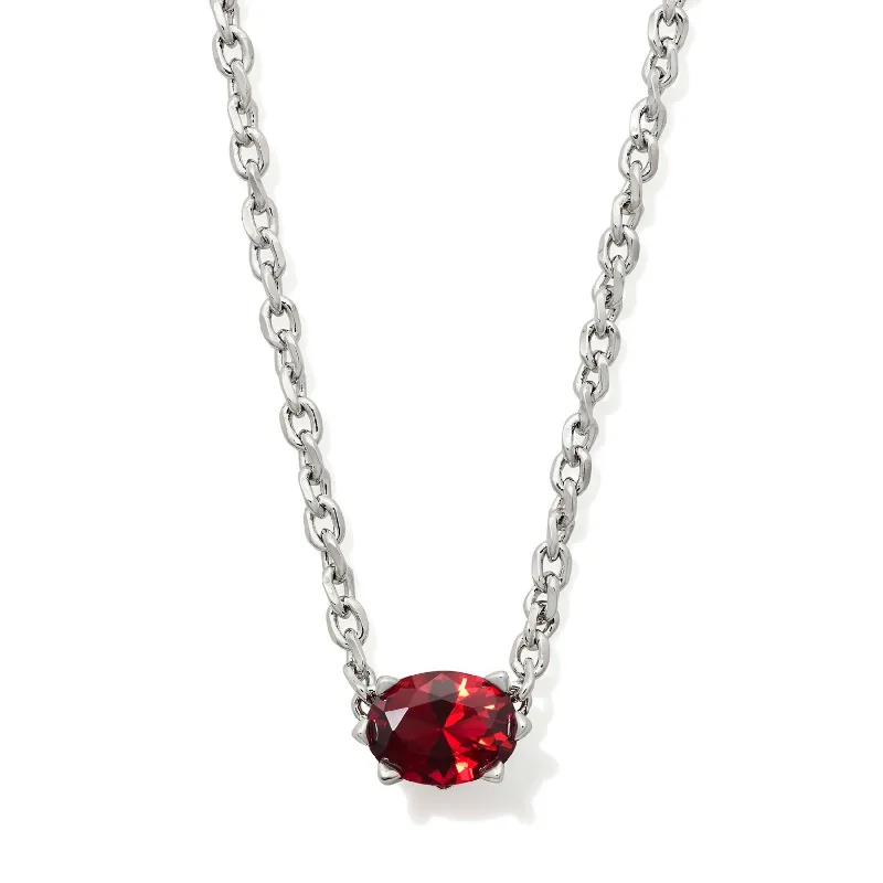 women boho necklaces -Kendra Scott | Cailin Silver Pendant Necklace in Red Crystal