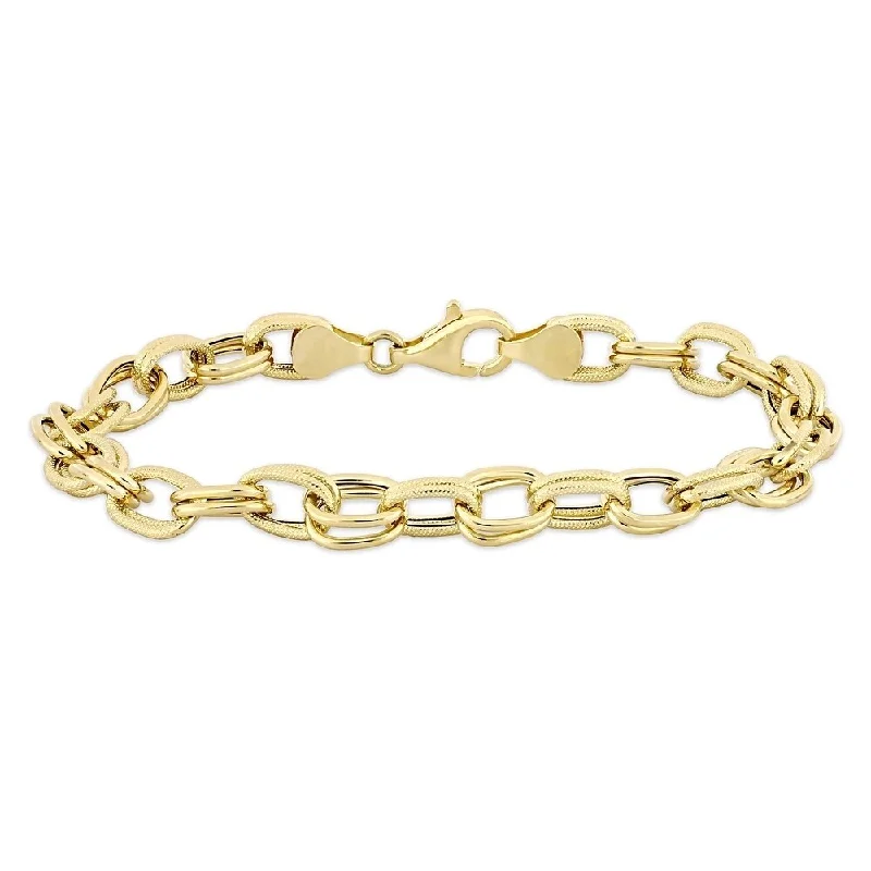 women minimalist bracelets -Miadora 14k Yellow Gold Double Oval Link Bracelet