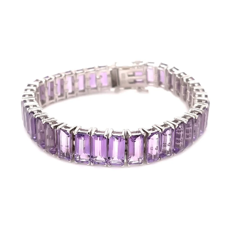 women stacked bracelets -925 Sterling Silver African Amethyst Gemstone Tennis Bracelet