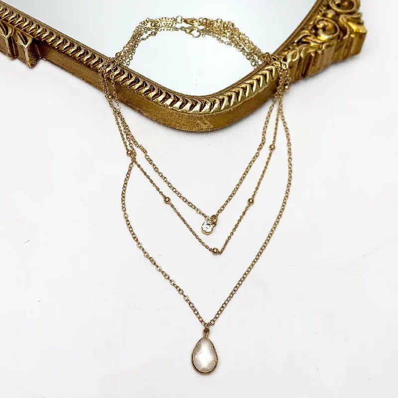 women gemstone necklaces -Plain as Day Multi Strand Gold Tone Chain Necklace