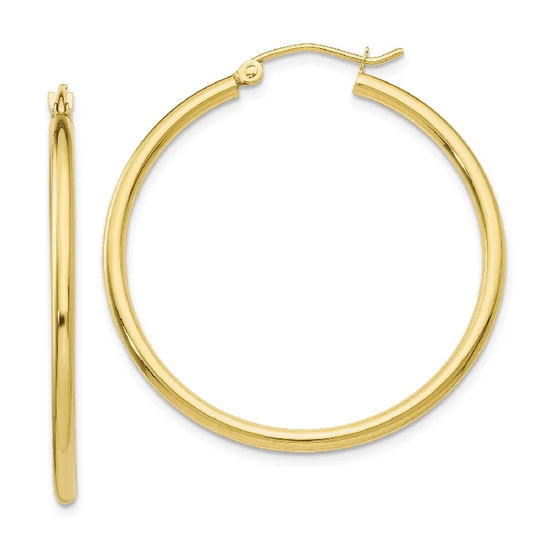 women sparkling gold earrings -10KT Yellow Gold 31X2MM Hoop Earrings