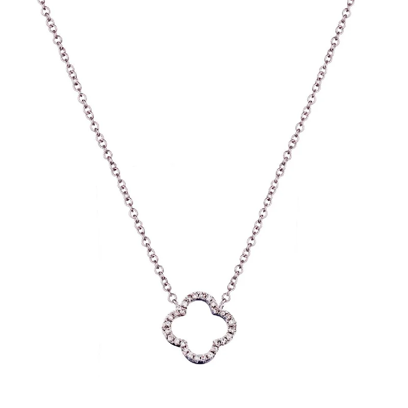 women elegant pendant necklaces -OPEN DIAMOND FLOWER NECKLACE